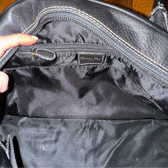 VINTAGE DIOR BLACK SADDLE BOWLER BAG WITH CARD AND KEY - Picture 6 of 9